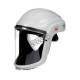 3M facepiece with basic hard hat for respiratory protection system in factories where hard hats are not required.