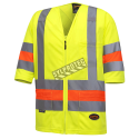 High-visibility shirt for roadwork flaggers, compliant with new Transports Québec regulation. 