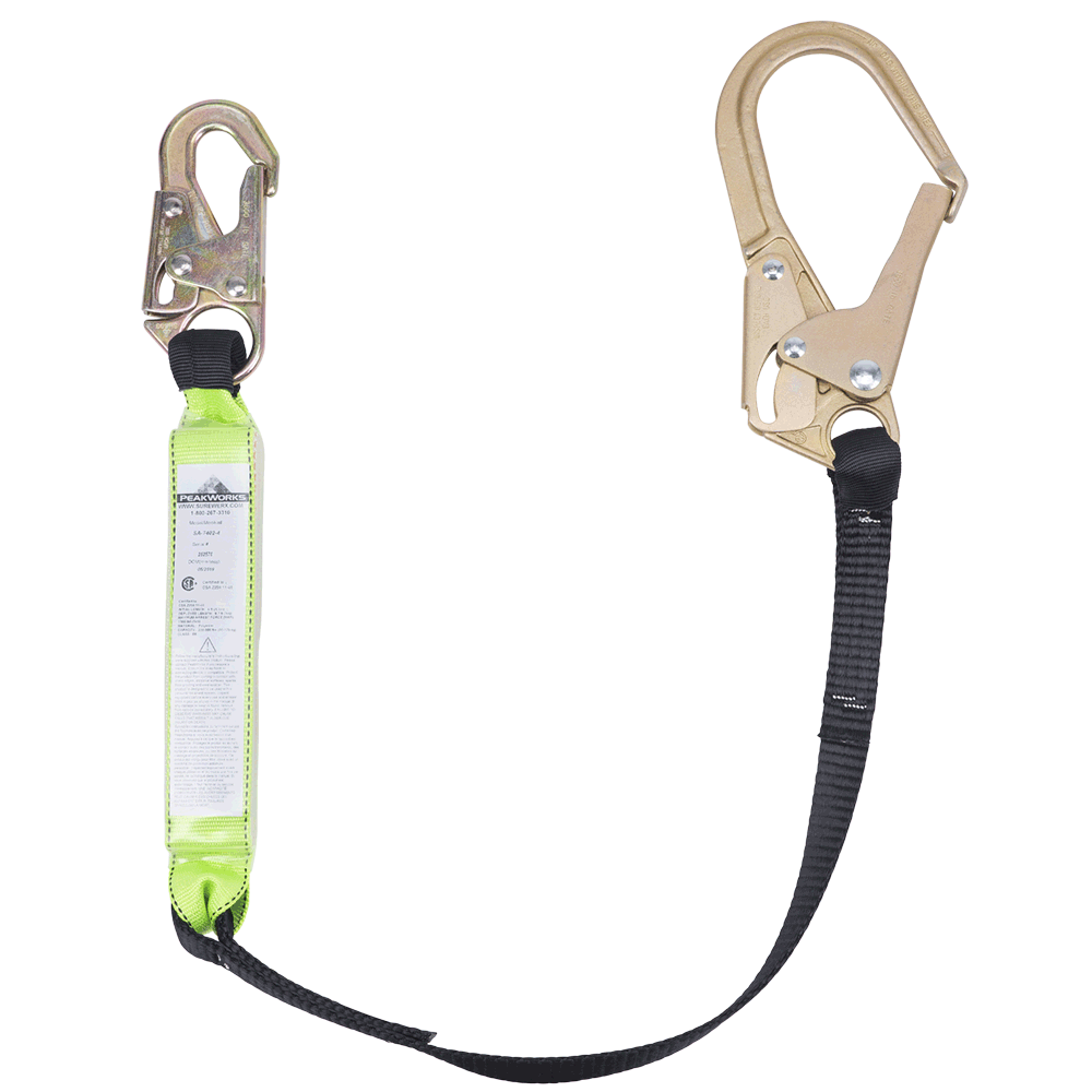 Polyester web lanyard with a Shock Pack energy absorber, 200-386 lb