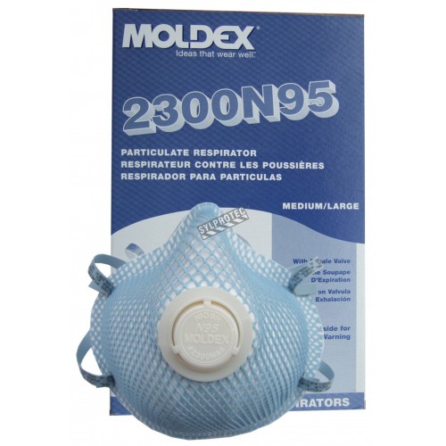 Moldex N95 respirator with valve for protection from liquid, solid &amp; non-oil based particles. Sold per box, 10 units/box.