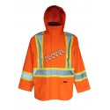 Hi-Viz orange Handyman® 300D raincoat for extreme conditions with silver & yellow stripes, Class 2, Level 2 (S-3XL)