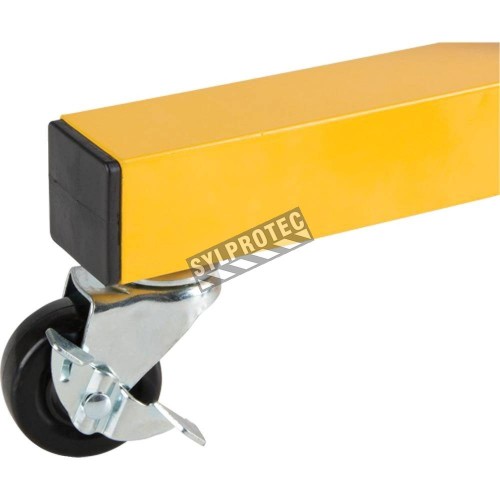 Roulette pour barrière de sécurité extensible, 10 pieds (3 m), en aluminium peint en jaune.