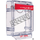 Stopper II® clear polycarbonate cover without horn, but with English labelling for surface mounted manual pull stations