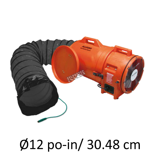 Allegro 12&quot; explosion-proof axial blower kit with polyethylene shell and 25&#039; (7.62 m) conductive duct
