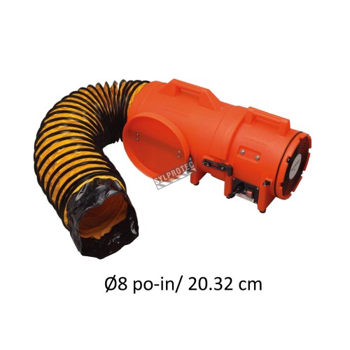 8&quot; axial blower, light and compact, with compartment for ducting, choice of ducting, 15, 25 or 50 ft.