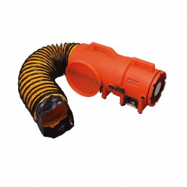 8" axial blower, light and compact, with compartment for ducting, choice of ducting, 15, 25 or 50 ft.