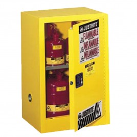 Wall-mounted flammable liquids storage cabinet, 12 US gallons (45 L), meets FM, NFPA and OSHA.