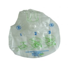 Disposable CPR facial shield with valve.