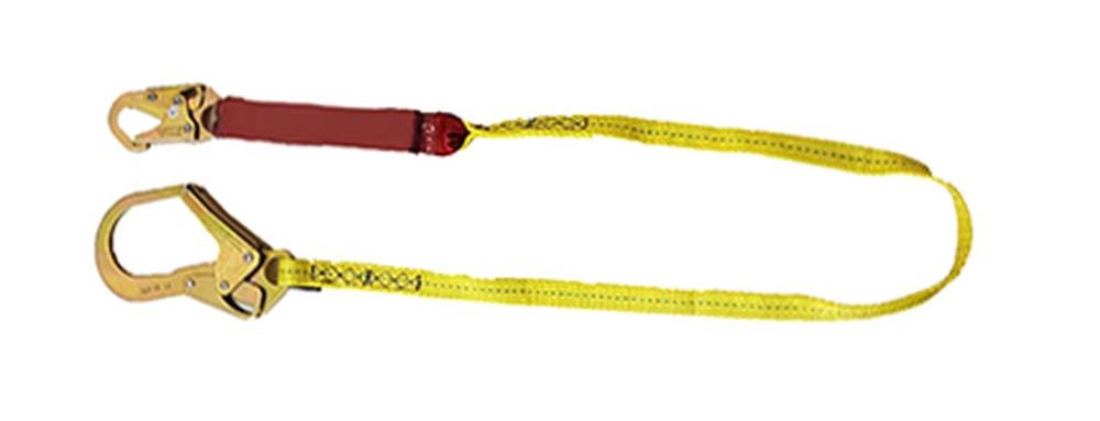 Polyester web lanyard with a energy absorber rebar hook, 100-255 lb