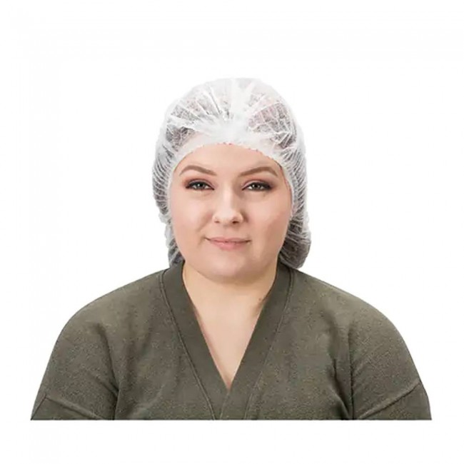 Zenith disposable pleated bouffant cap white made of nonwoven polypropylene, 24 "size, sold in packs of 100