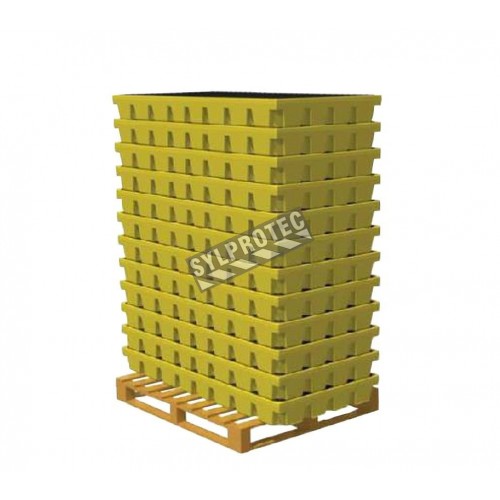 Plateforme de rétention base ESP de couleur jaune avec une capacité d’entreposage de 2 barils, modèle robuste, vendue à l’unité