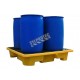 Yellow retention platform, 57.5X57.5X12 in. designed for four drums of 205 liters (45 gal), capacity of 250 liters (55-gal Imp)