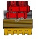 Yellow platform, model of 89X57X23 in, designed to store two (2) IBC tank cages capacity of 1200 liters (263.9 gal Imp)