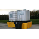 Yellow platform, model of 89X57X23 in, designed to store two (2) IBC tank cages capacity of 1200 liters (263.9 gal Imp)