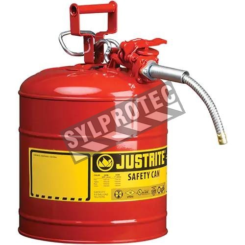 Steel flammable liquids container, type 2, 2.5 gallons, approved FM, UL, OHSA.