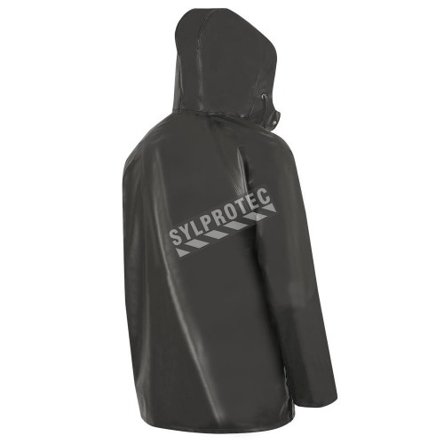 Ranpro waterproof rain jacket with hood in dark green PVC raincoat for extreme conditions (S to 5XL), sold individually