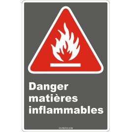 French CDN "Danger Flammable Materials" sign in various sizes, shapes, materials & languages + options