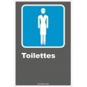 French CDN women "Toilette" sign in various sizes, shapes, materials & languages + optional features
