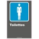 French CDN women "Toilette" sign in various sizes, shapes, materials & languages + optional features