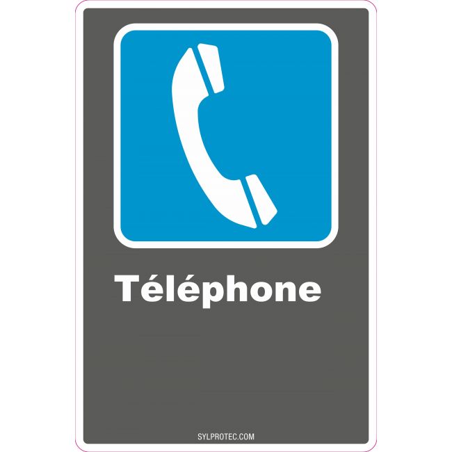 French CDN "Telephone" sign in various sizes, shapes, materials & languages + optional features