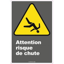 French CDN "Caution Fall Hazard" sign in various sizes, shapes, materials & languages + optional features