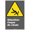 French CDN "Caution Fall Hazard" sign in various sizes, shapes, materials & languages + optional features