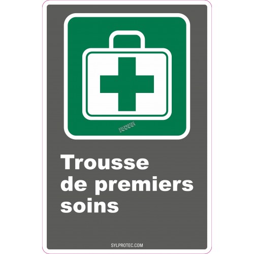French CDN "First Aid Kit" sign in various sizes, shapes, materials & languages + optional features