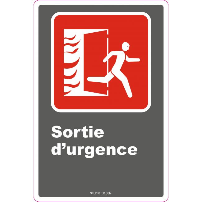French emergency "Emergency Exit" sign in various sizes, shapes, materials & languages + optional features