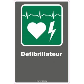 French CDN "Defibrillator" sign in various sizes, shapes, materials & languages + optional features