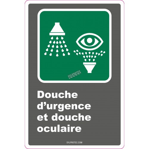 Affiche CDN «Douche d’urgence et oculaire» en français, formats & matériaux divers, d’autres langues & options