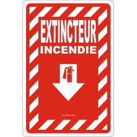 French "Extincteur Incendie" -sign of various sizes and different materials.