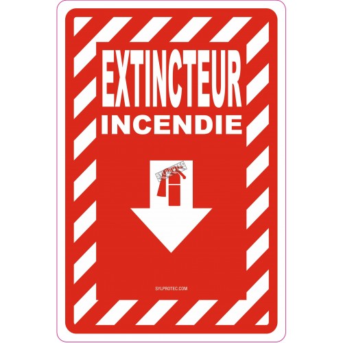 French "Extincteur Incendie" -sign of various sizes and different materials.