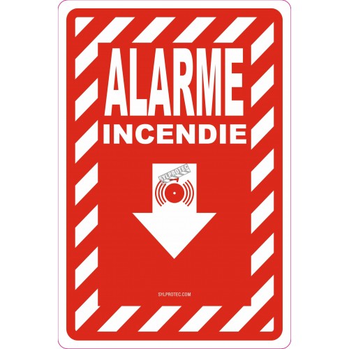 French emergency "Fire Alarm" sign in various sizes, shapes, materials & languages + optional features