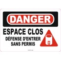 Affiche OSHA «Danger Espace clos Défense d’entrer sans permis» en français: langues, options, formats & matériaux variés
