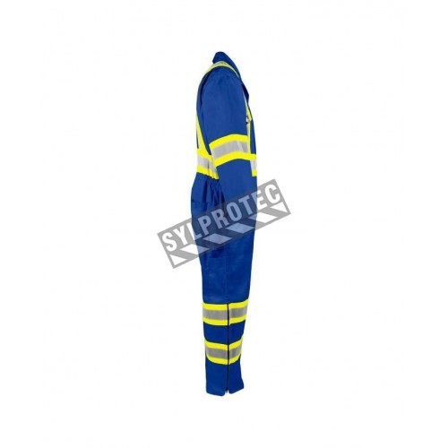 Terra blue, unlined coveralls with reflective stripes., sold individually
