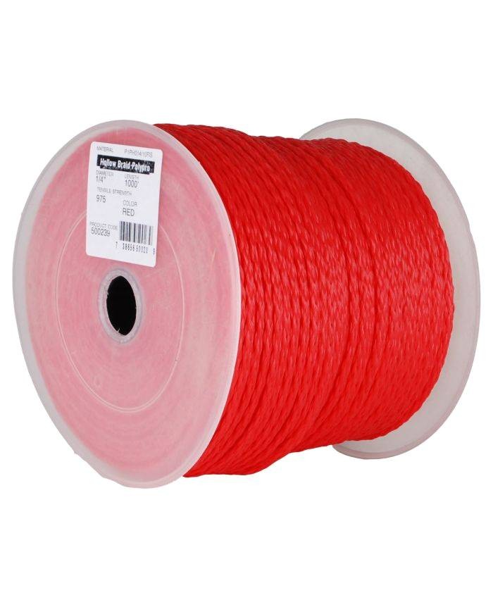 Red rope, 8 strands, 3/8 polypropylene, 500', P1PH038/05RS