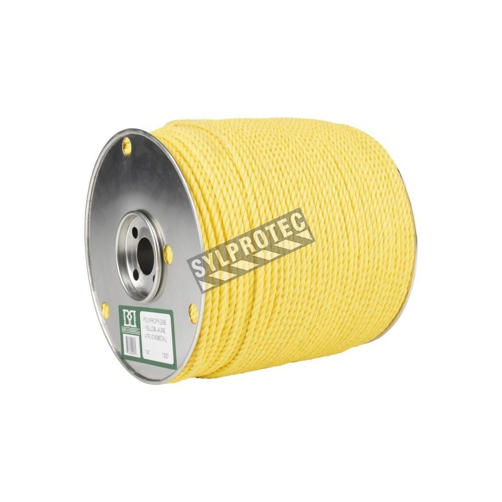 Yellow 3-strand polypropylene rope, 3/8, 2000', A1PY038X2000