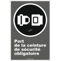 Affiche CDN « Port de la ceinture de sécurité obligatoire » en français: langues, formats & matériaux divers + options