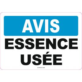 Affiche OSHA « Avis essence usée » en français: langues, formats & matériaux divers + options