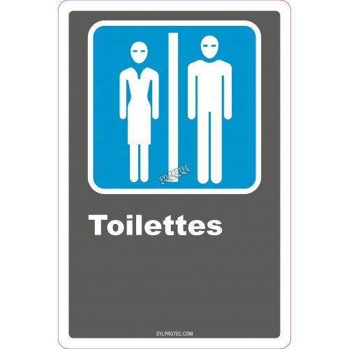 French CDN men and women &quot;Toilette&quot; sign in various sizes, shapes, materials &amp; languages + optional features