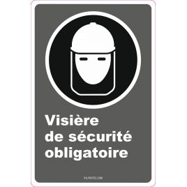 Affiche CDN «Visière de sécurité obligatoire» de langue française: langues, formats & matériaux divers + options
