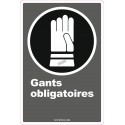 French CDN "Gloves Mandatory" sign in various sizes, shapes, materials & languages + optional features