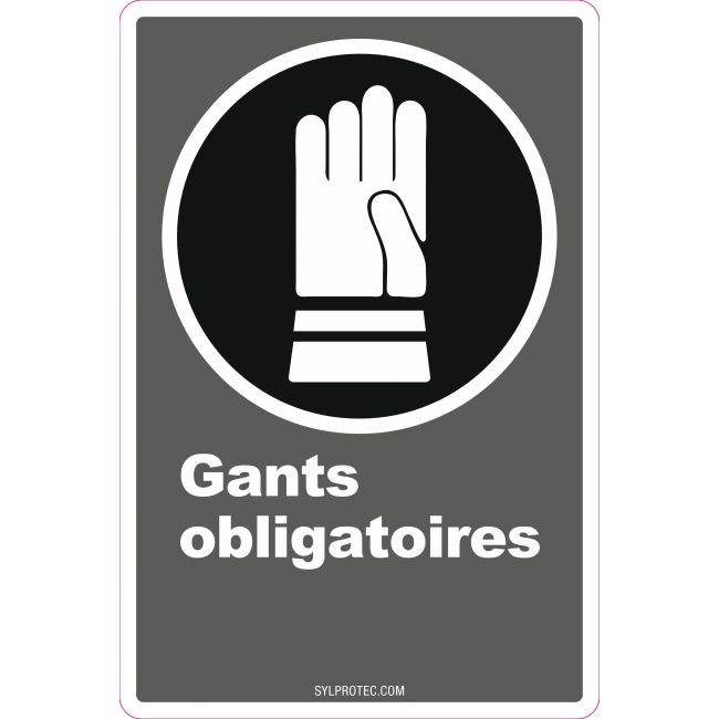 Affiche CDN «Gants obligatoires» de langue française: langues, formats & matériaux divers + options