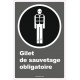 French CDN "Life Jacket Mandatory" sign in various sizes, shapes, materials & languages + optional features