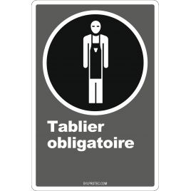 French CDN"Protective Apron Mandatory" sign in various sizes, shapes, materials & languages + optional features