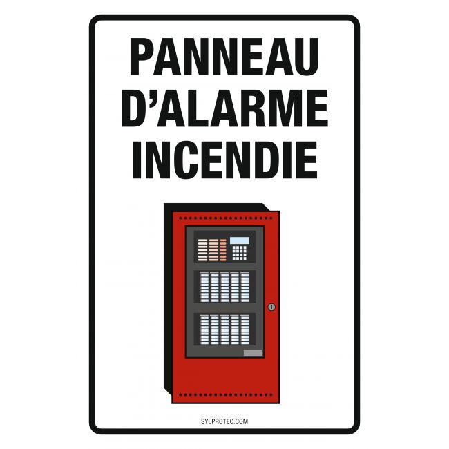 French sign " Fire alarm panel " sign: many sizes, shapes, materials & languages + optional features