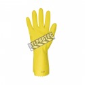 Natural latex, textured, flocked cotton glove 12" long and 12 mils thick, sold by the pair