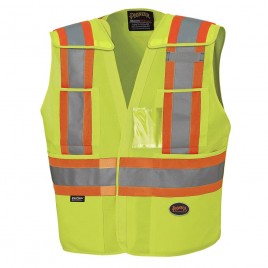 Veste de sécurité Pioneer jaune haute visibilité, classe 2, niveau 2, détachable, 5 poches, vendue à l’unité