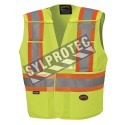 Pioneer yellow high-visibility safety vest, class 2, level 2, detachable, 5 pockets, sold individually