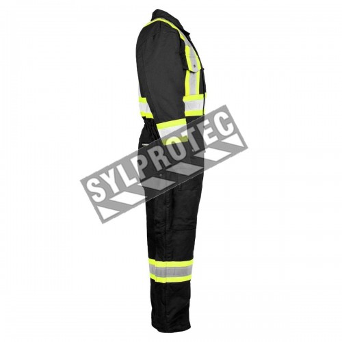Terra low-visibility black cotton coverall with polyester lining, sold individually in sizes small (P) to - 5XL